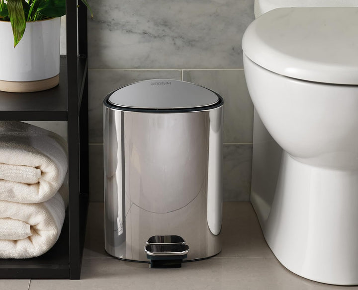 Joseph Joseph EasyStore Luxe 5l Edelstahl Treteimer mit Müllbeutel, Absenkautomatik Deckel, herausne