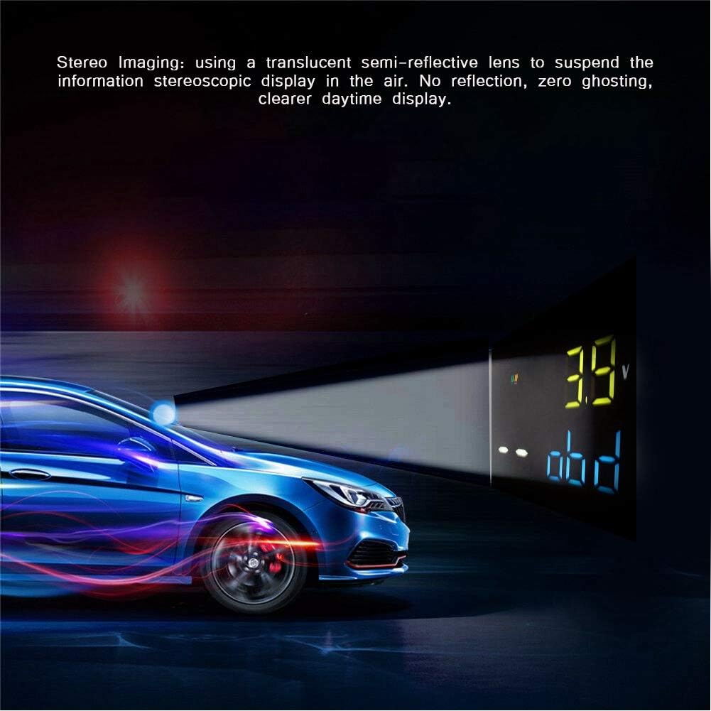 Garsent Head Up Display, Universal Auto HUD Grossbild Auto HUD Head-Up-Display Geschwindigkeitswarnu
