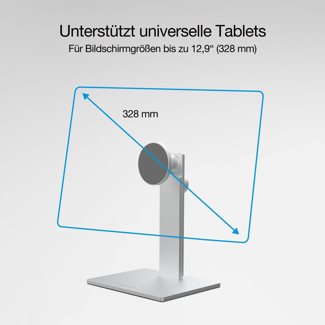 Just Mobile AluDisc Max I Multi-Winkel Tablet Halterung I Magnetischer Tablet Halter kompatibel mit