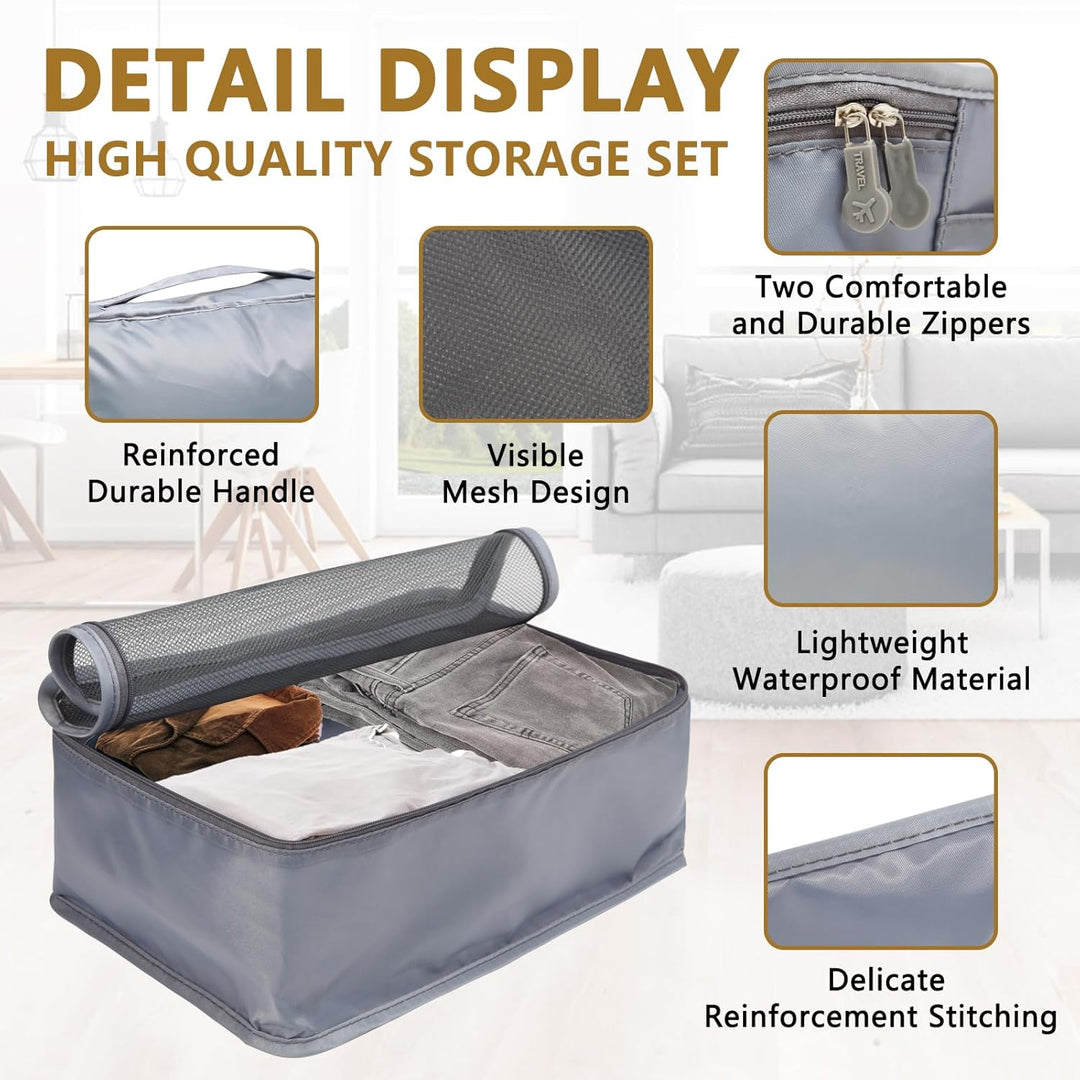 Grosse Koffer Organizer Set 12-teilig, Wasserdichte Packwürfel, Travel Organizer zum Gepäckpacken, F