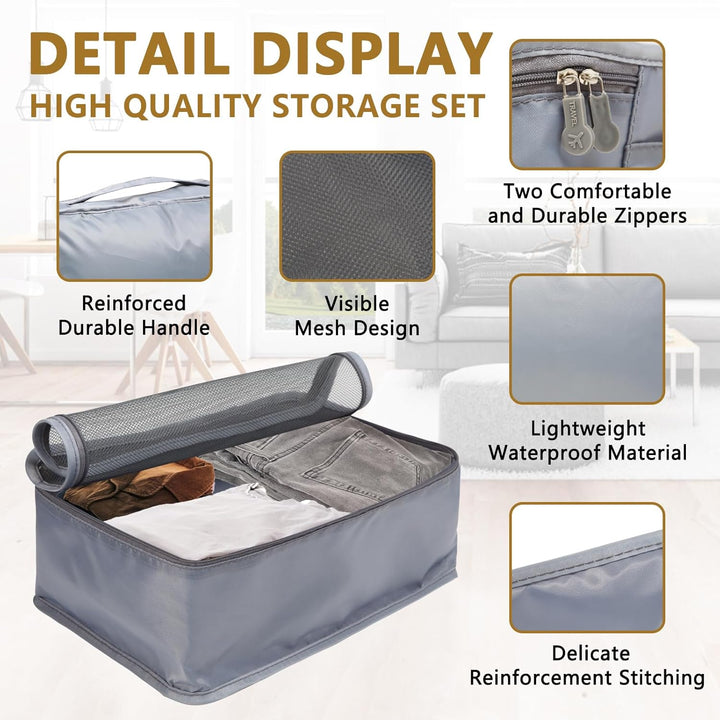 Grosse Koffer Organizer Set 12-teilig, Wasserdichte Packwürfel, Travel Organizer zum Gepäckpacken, F
