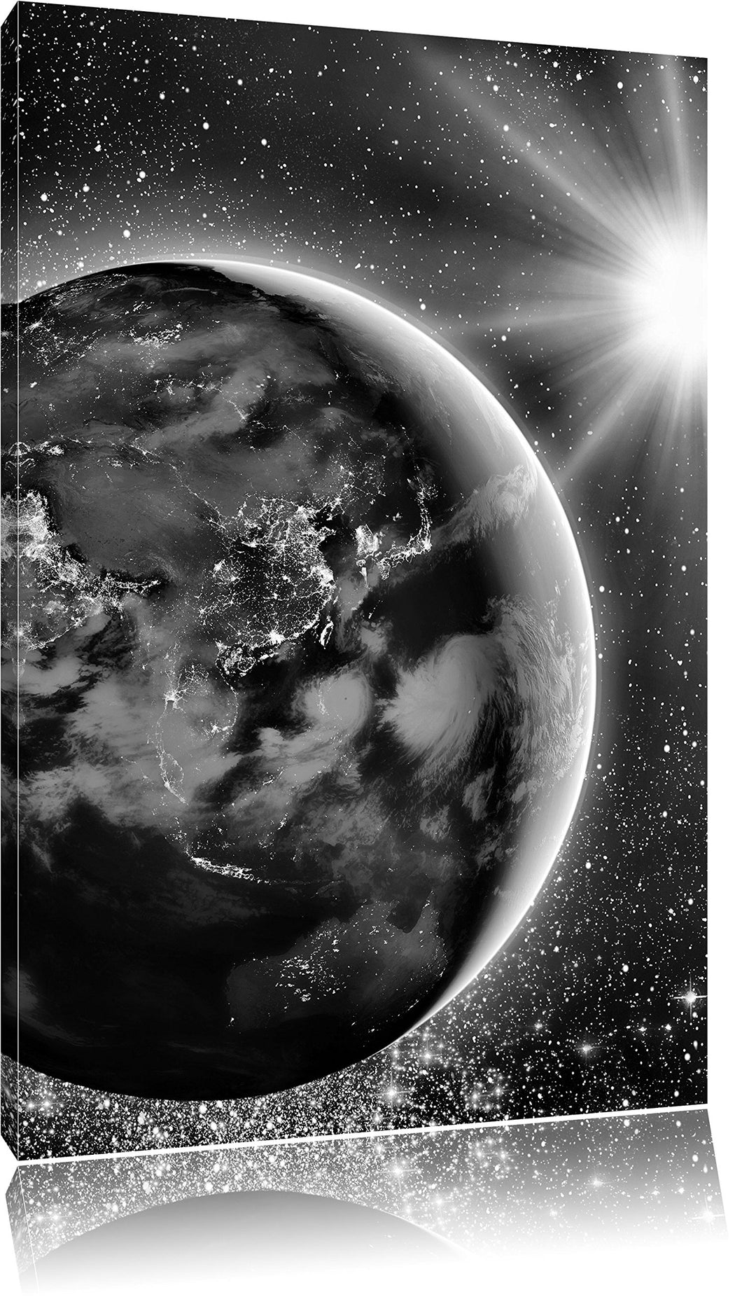 Pixxprint Monocrome, Erde im Weltall, Format: 100x70 auf Leinwand, 100x70