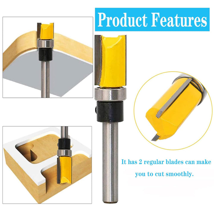 Yuentoen 4 Stück Bündigfräser Kugellager Oben, Bündigfräser 1/4 Zoll Schaft, Ent Bündigfräser, Kante