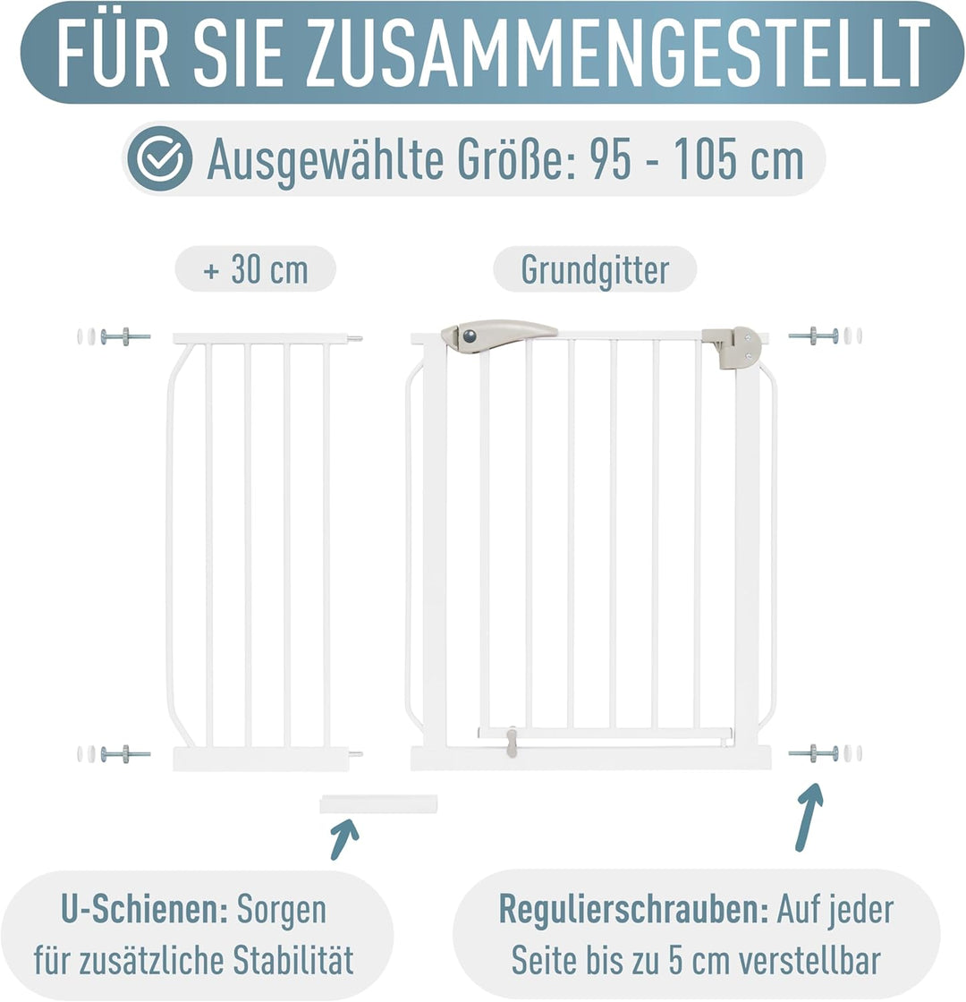 IB STYLE Treppenschutzgitter für Babys Berrin - Türschutzgitter, Hundeabsperrgitter aus Metall, Einf