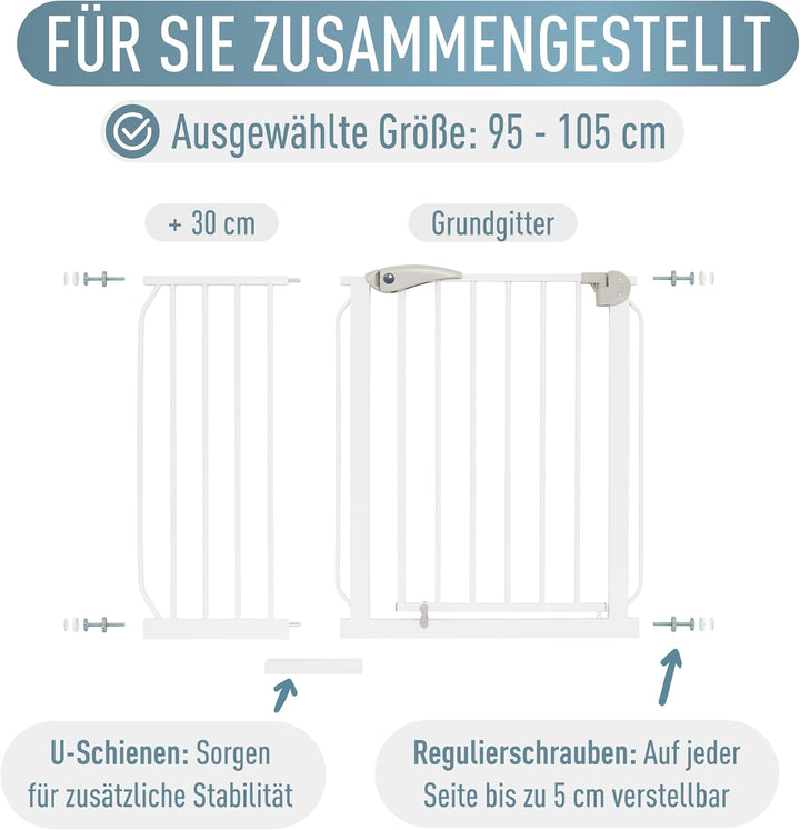 IB STYLE Treppenschutzgitter für Babys Berrin - Türschutzgitter, Hundeabsperrgitter aus Metall, Einf