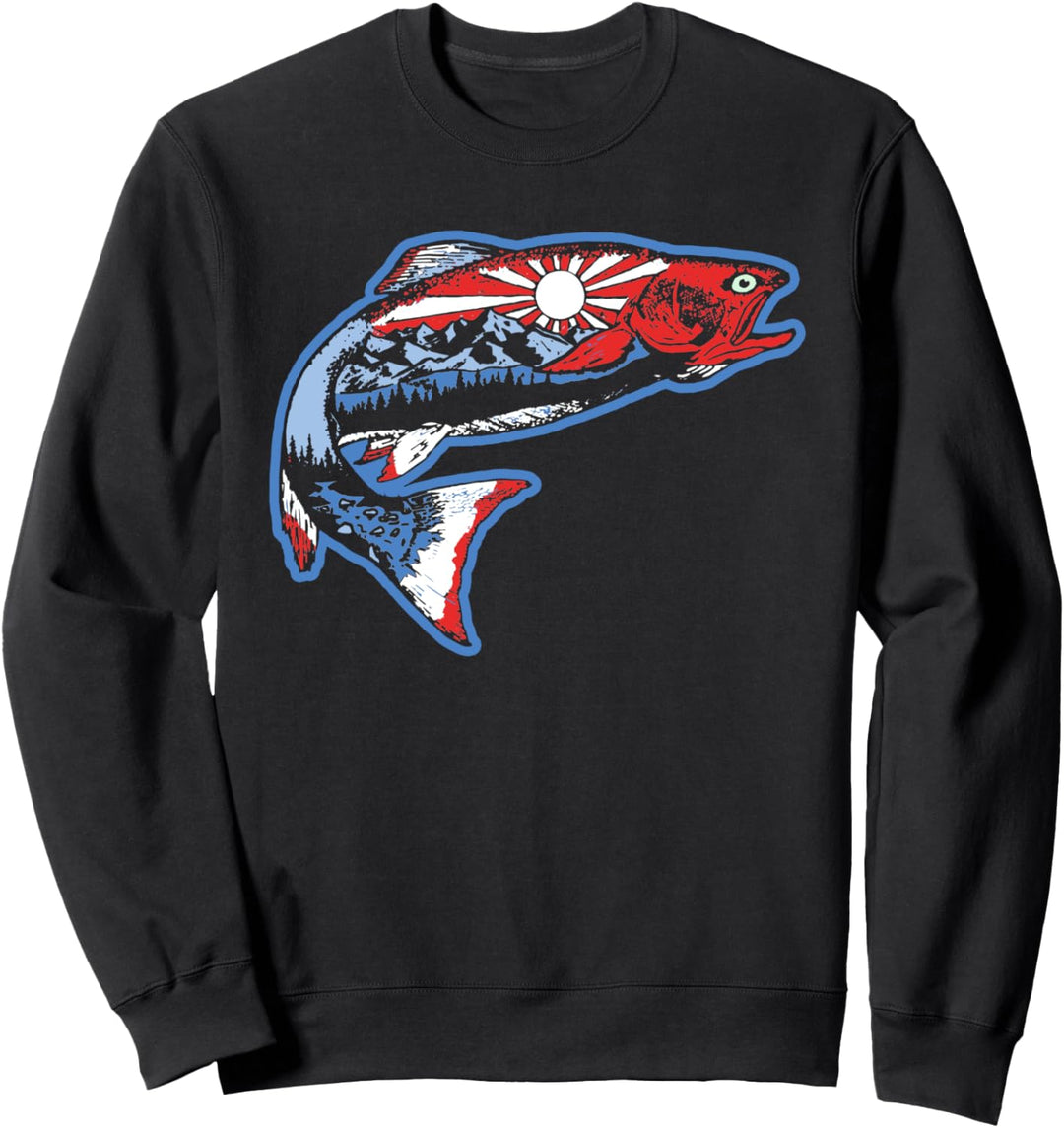 Trout Outdoor Illustration Series - Red White & Blue USA Sweatshirt