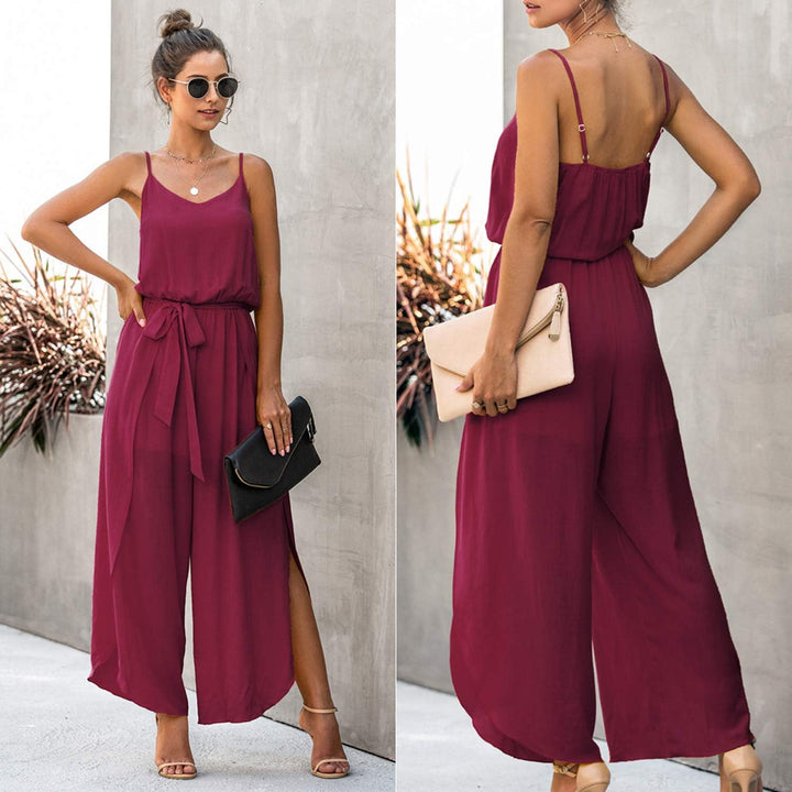 ASOMI Jumpsuit Damen Sommer Lang: Sexy Cocktail Elegant Mode Gürtel Overall Hochzeit Hawaii Urlaub S