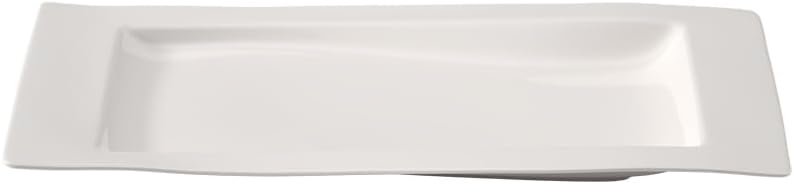 Villeroy und Boch NewWave Servierplatte, eckiger Servierteller, mit geschwungenen Linien, Premium Po