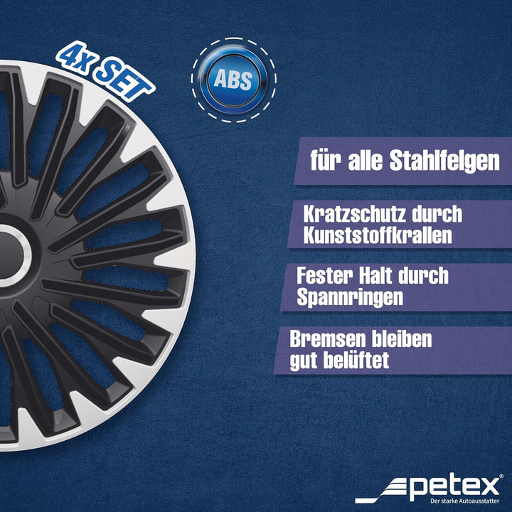 PETEX RB558515 Radzierblende Quantum Pro schwarz/silber Grösse 15" 2-fach lackiert mit Chromring Mat
