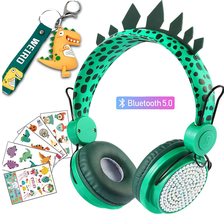 Dinosaurier Kopfhörer Bluetooth Kopfhörer Kinder mit Mikrofon, Over Ear Kopfhörer Kabellos Kinder mi