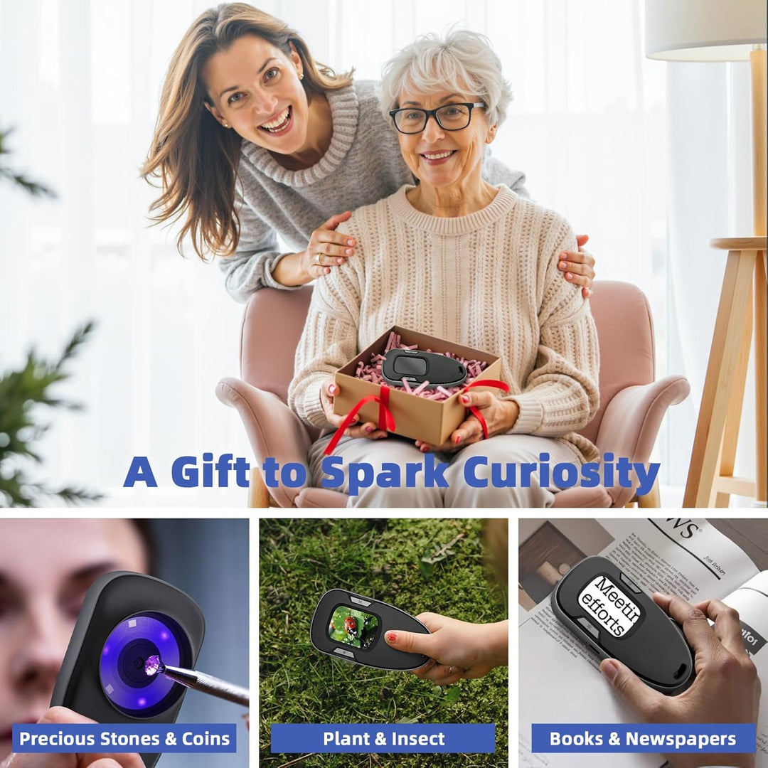 Luvan Lupe mit Licht,Handy-Mikroskop,Tragbares Mikroskop,2,0-Zoll IPS Farbdisplay,5X|9X|14X verstell