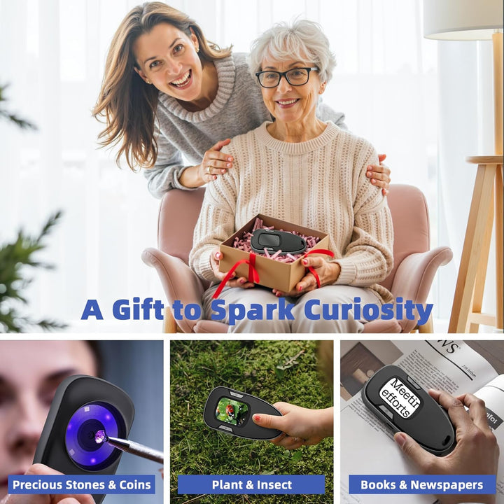 Luvan Lupe mit Licht,Handy-Mikroskop,Tragbares Mikroskop,2,0-Zoll IPS Farbdisplay,5X|9X|14X verstell