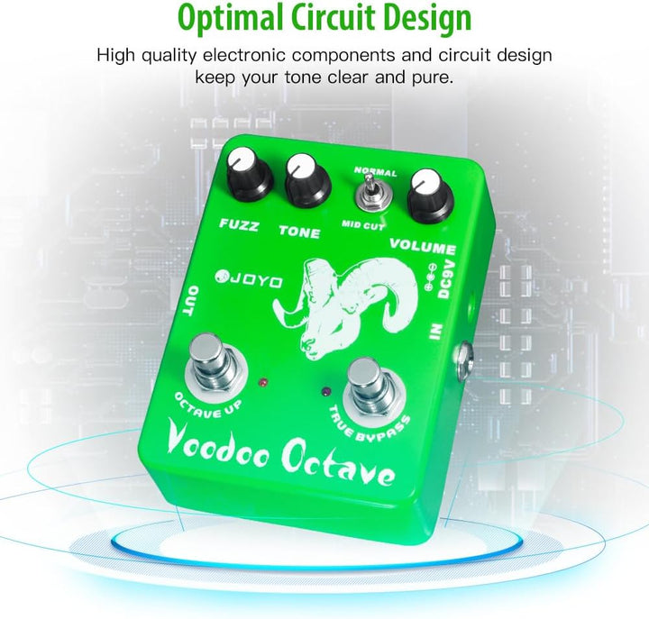 JOYO Octave Fuzz Pedal Germanium Fuzz 60er Rock-Effekt mit „Mid-Cut“ für E-Gitarre – True Bypass (Vo