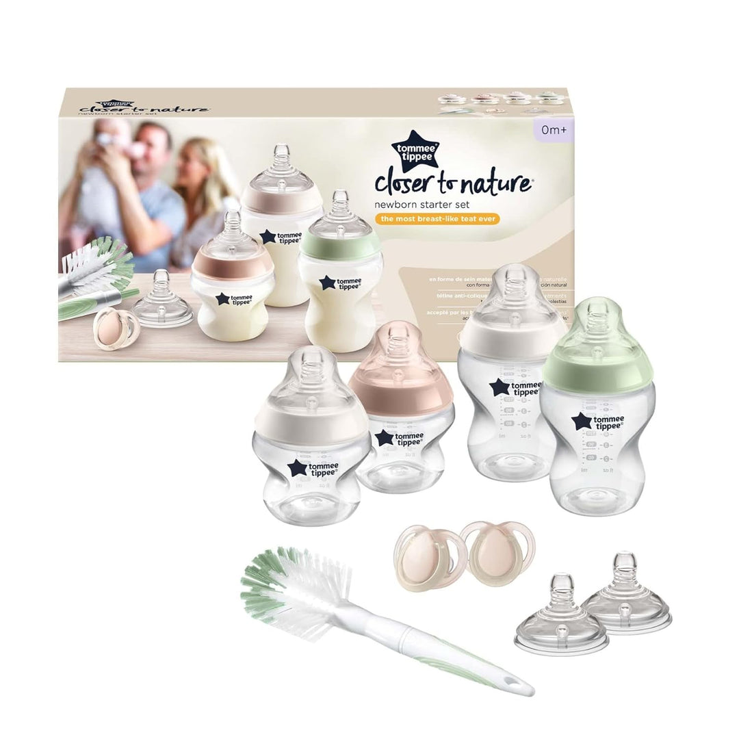 Tommee Tippee Closer to Nature Babyflaschen Starterset, Natürlich geformter Trinksauger mit Anti-Kol
