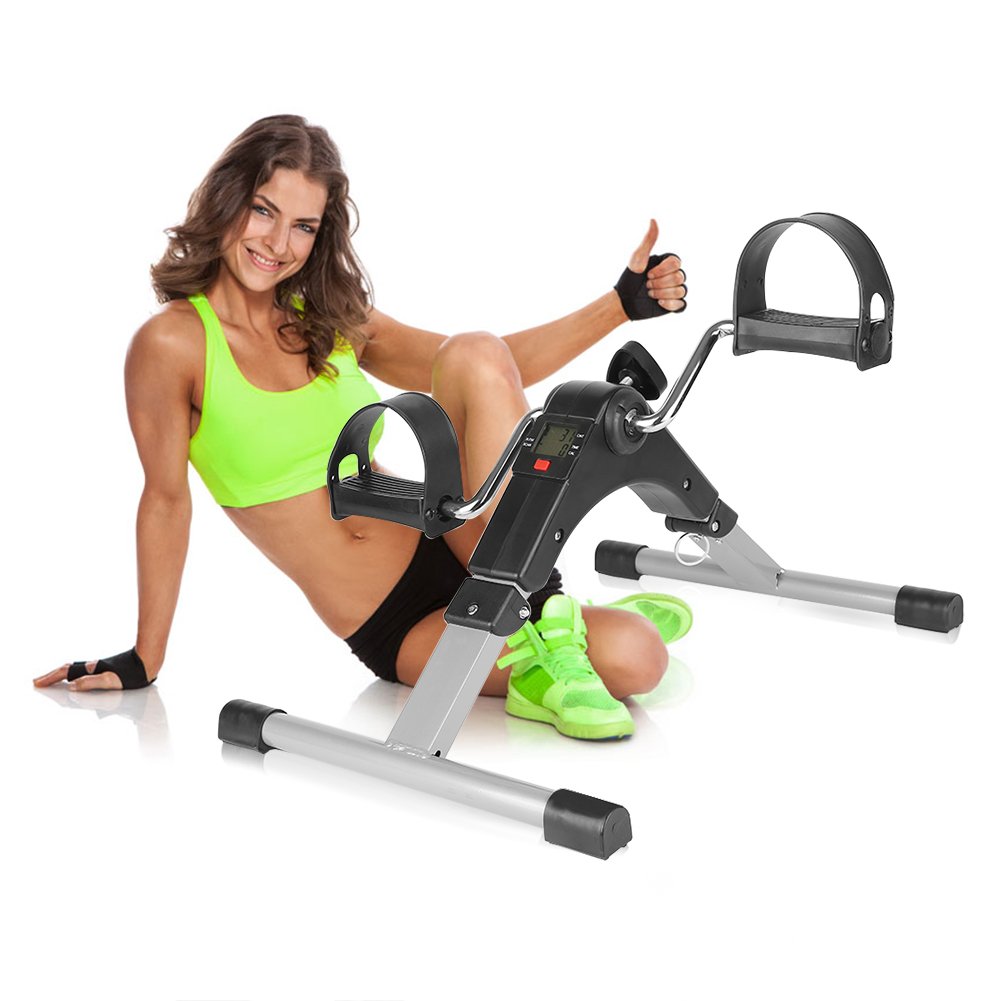 Mini Stepper Fitnessgerät für Zuhause, Hydraulischer Heimtrainer mit Widerstandsbändern &amp; LCD Displa