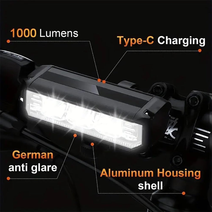Ahead Frontlicht 1000-3250 Lux Superhelle LED Fahrradlampe, 2000-8000 mAh Mobile Leistung, StVZO Sta