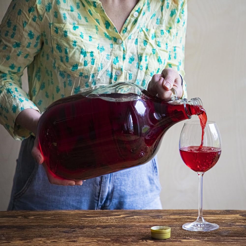 lilawelt24 6 STÜCK 5L GLASBALLON mit Kunststoffkorb Weinballon GÄRBALLON GLASFLASCHE