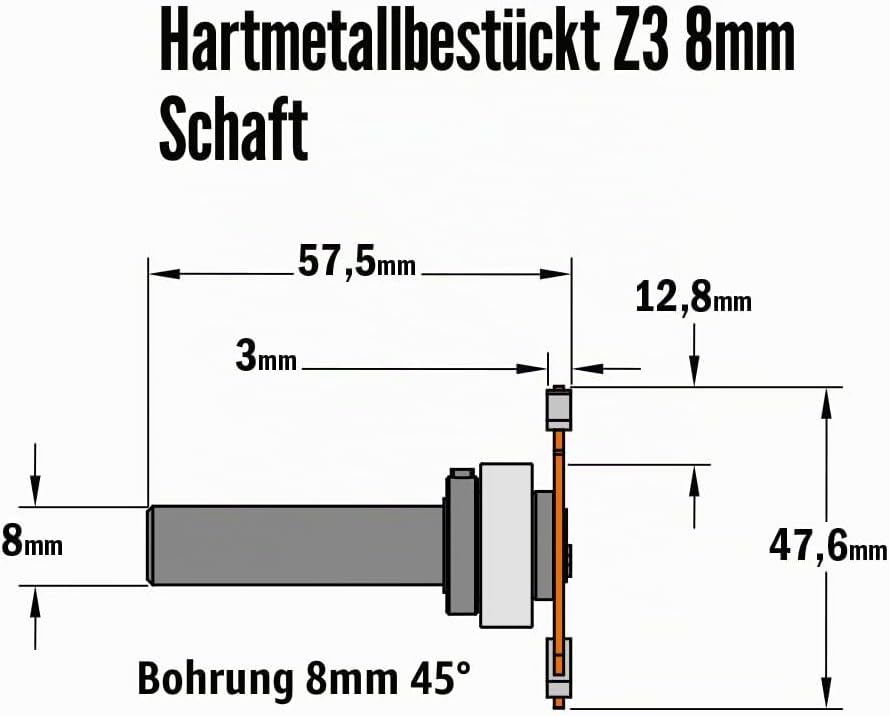 Nutenfräser mit Trennscheibe Z3 HM S=8 D=47,6 X 3.