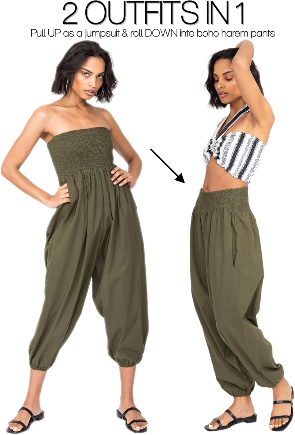 likemary Jumpsuit Damen Sommer – flexibler bequemer Einteiler aus Baumwolle – knielang - wird durch