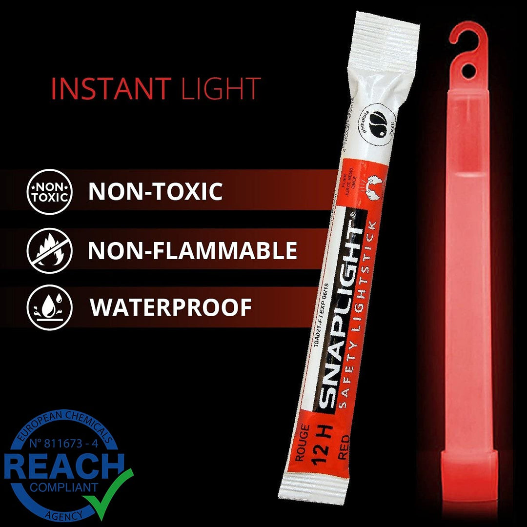 Cyalume SnapLight Knicklichter in Rot (100-er Pack) - 15 cm Glow Sticks mit Haken am Ende - ultra he