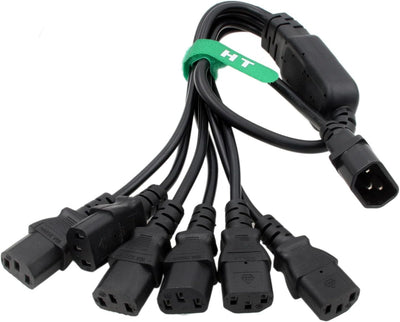 HT-Kabel UPS PDU Computer PC Stromverteilerkabel C14 bis 6 x C13 10A 250V Verlängerungskabel (c14-6x