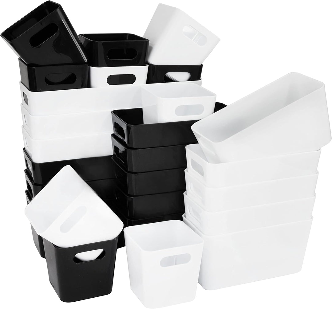 26 Teile Organizer Set - 10 cm hoch - weiss und schwarz - in 3 Grössen - Schubladeneinsatz - passend