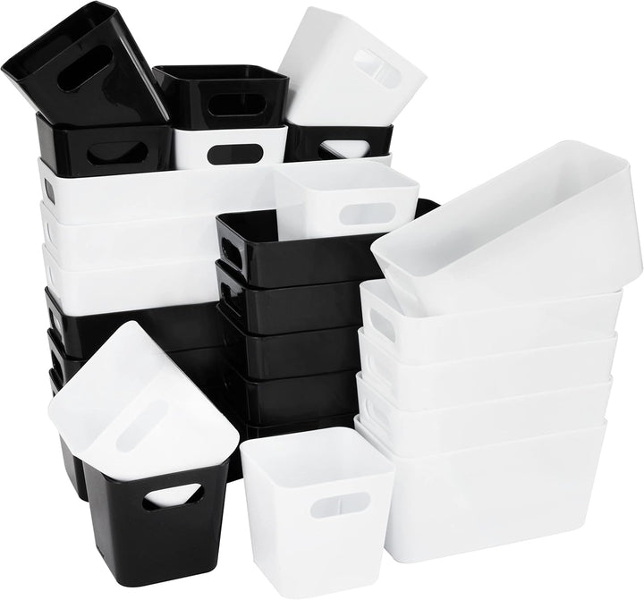 26 Teile Organizer Set - 10 cm hoch - weiss und schwarz - in 3 Grössen - Schubladeneinsatz - passend