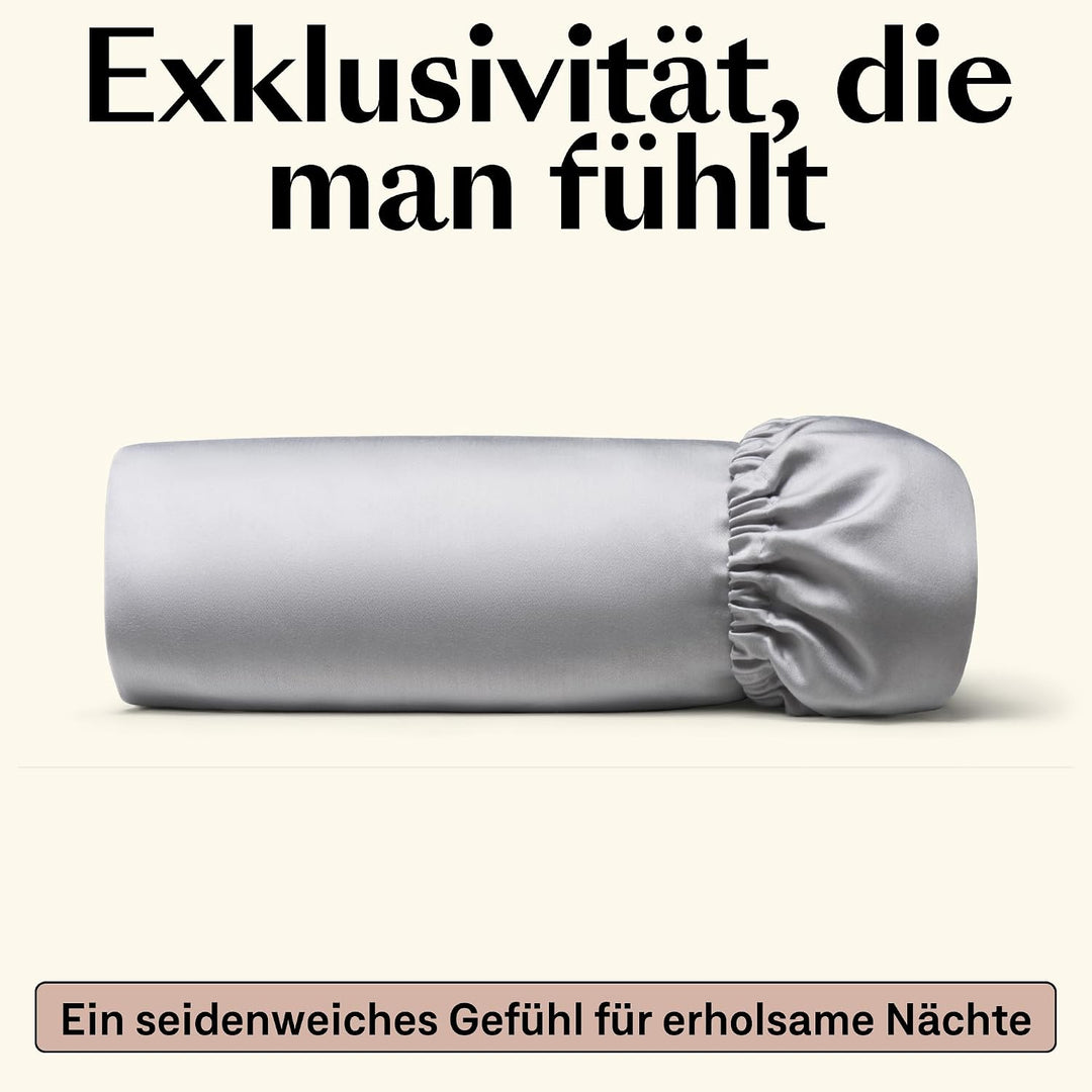 Amqua Mako Satin Kissenbezug 2er Set Kissenbezüge 40x80 cm, 100% ägyptische Baumwolle (Zertifiziert)