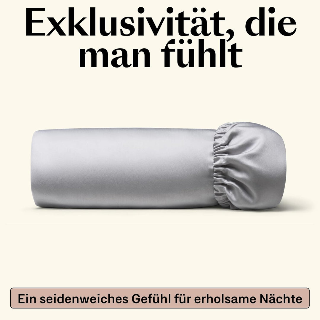 Amqua Mako Satin Spannbettlaken 100x200cm, 100% ägyptische Baumwolle (zertifiziert), Bettlaken für B