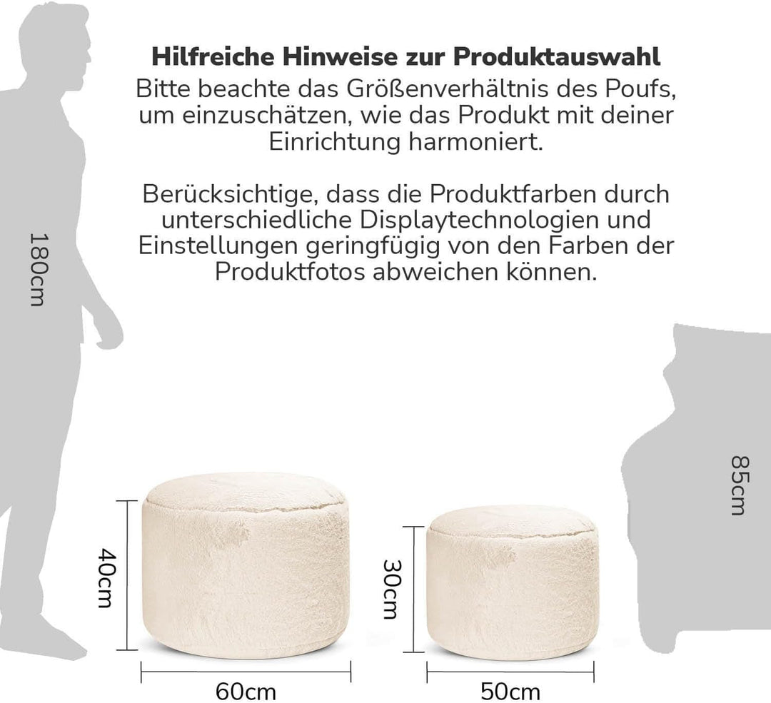 mokebo Pouf XL aus Kunstfell 'Der Flauschige', Flauschiger Fusshocker oder Sitzpouf in Faux fur in B