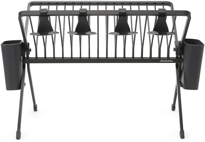 Brabantia Faltbares Gross Abtropfgestell, Metall Kunststoff, Dunkel Grau L Dark Grey, L Dark Grey