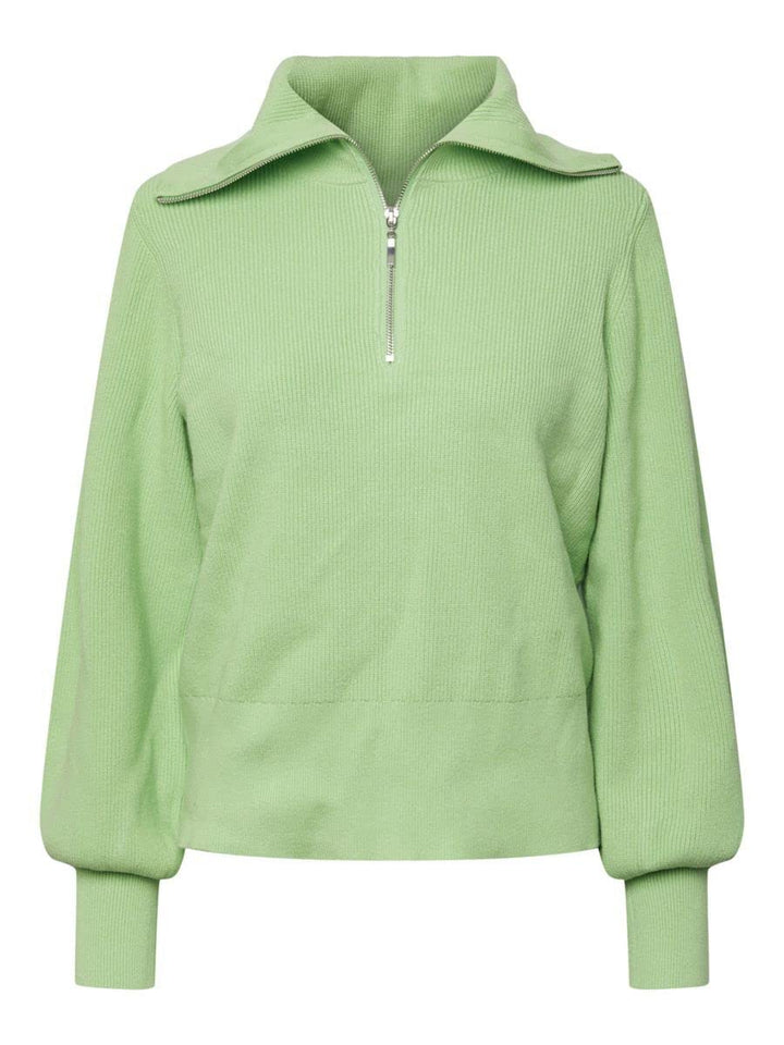 YAS Damen Yasdeli Ls Zip Knit S. Noos Pullover L Summer Green, L Summer Green