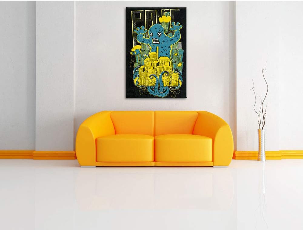 Dark Panic monster black Leinwandbild Bild auf Leinwand, XXL riesige Bilder fertig gerahmt mit Keilr
