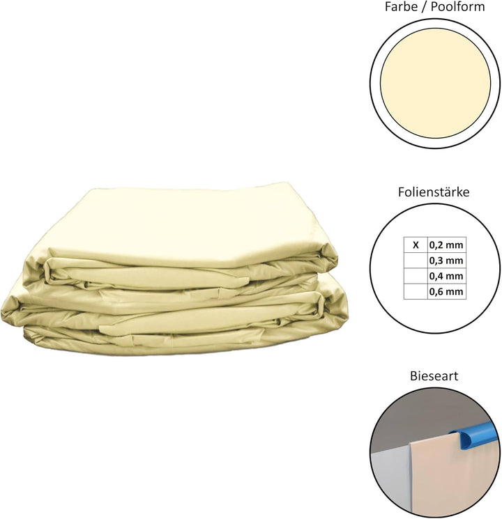 Unbekannt Poolfolie Ersatzfolie Rundbecken 350x90cm - Dicke 0,2mm - Overlap - Sand