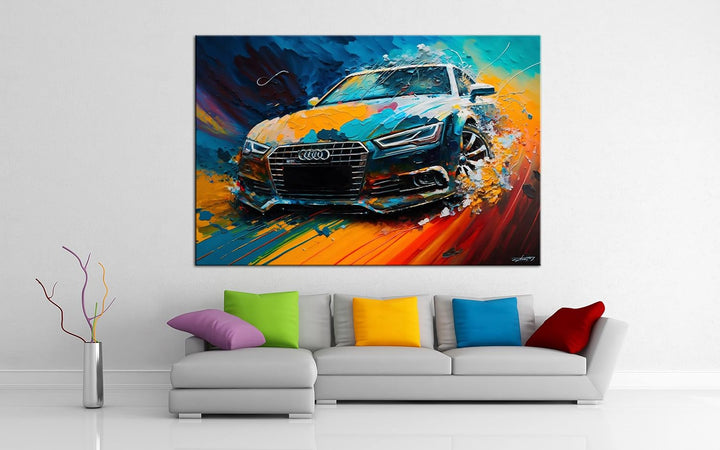 Printonia Leinwand-bild 120x80cm Audi RS Abstrakt Art Sportwagen Automobil Bilder Deko Dekoration Wa