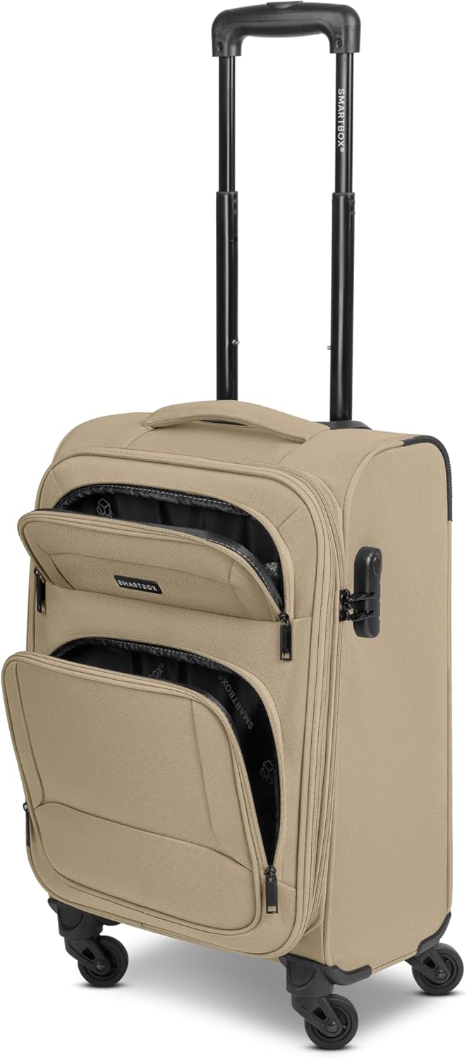 SMARTBOX Weichgepäck Kabinen-Koffer für Damen & Herren | Kleiner Cabin-Trolley 36 x 23 x 57 cm | 4 R