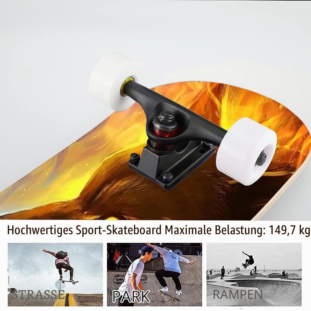31-Zoll-Standard-Skateboard, 7 Lagen Ahorn-Board-Oberfläche, geeignet für Kinder, Jugendliche, Erwac