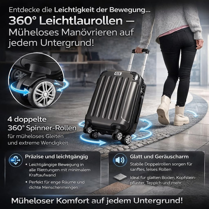 POSH Koffer mittelgross aus ABS - Leichter Hartschalen Trolley 65x45x25 cm - Reisekoffer 62L mit Zah