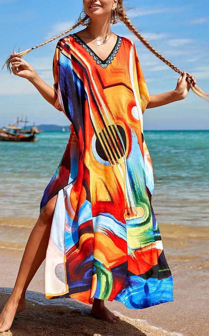 AMEOOR Damen Sommerkleid Strandkleid Kaftan Kleid Lange Bikini Cover Up Sommer Badeanzug Boho Strand