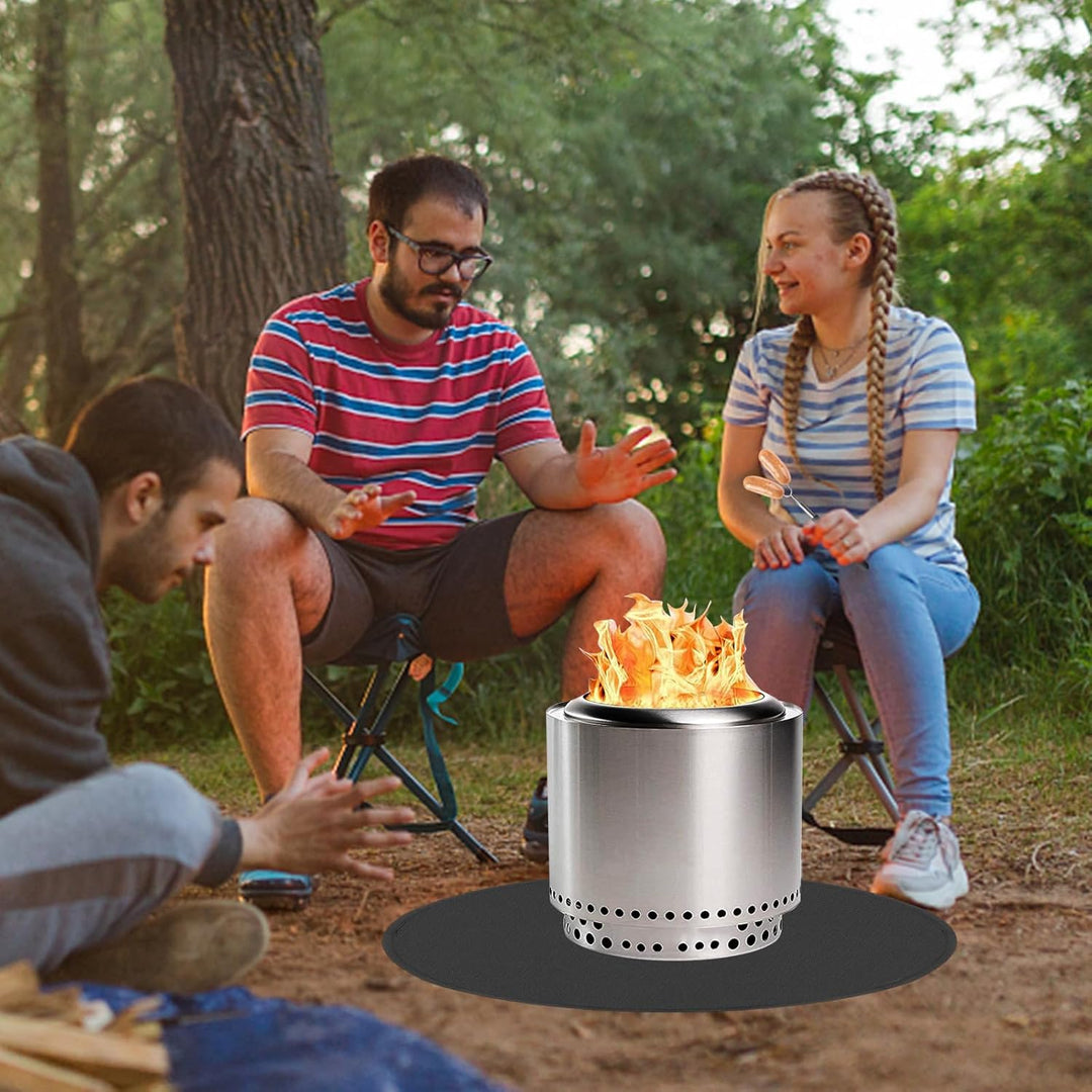 Tabletop Fire Pit Feuerstellenmatte mit einziehbarer Grillgabel, feuerfeste Tisch-Feuerstellenmatte