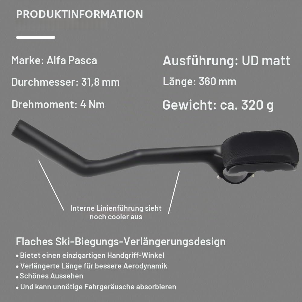Alfa Pasca rennrad lenkeraufsatz triathlon 360mm aero triathlon lenker carbon 40° TT Bar Extender 40