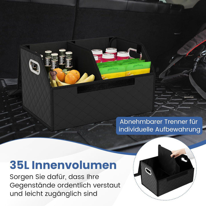 COSTWAY Auto Kofferraum mit Deckel, 35 L Kofferraum-Organizer faltbar, SUV Limousine Aufbewahrungsbo