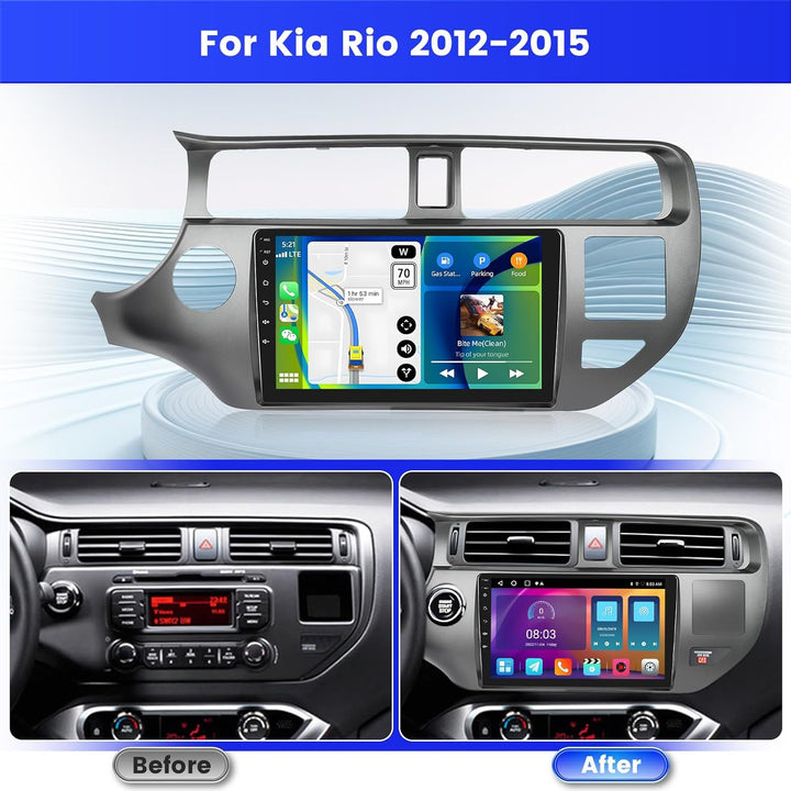 Radio für Kia Rio 2012-2015 Android 15 2+64G mit Wireless CarPlay Android Auto, 9 Zoll Bildschirm mi
