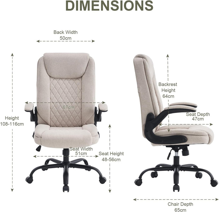 CASTLOVE Bürostuhl Ergonomisch Schreibtischstuhl Chefsessel Mit Gepolsterten Armlehnen Klappbar, H?h