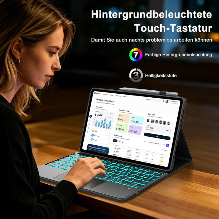 Tastatur Hülle für Lenovo Idea Tab 11 Zoll 2025/K11 Gen 2, Mit kabelloser Bluetooth-Tastatur mit bel
