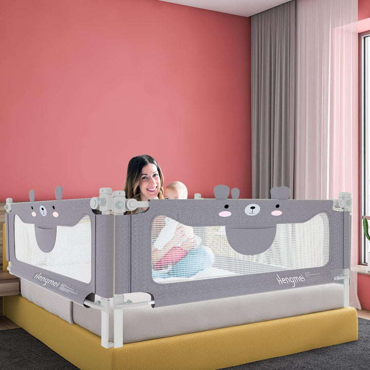 HENGMEI Bettgitter Bettschutzgitter 150cm Kinderbettgitter Babybettgitter Sicherheitsschutz Rausfall