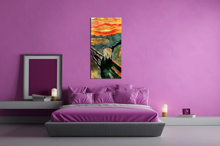 deyoli Edvard Munch Der Schrei Panorama 80x40 cm als Leinwandbild, Motiv fertig gerahmt auf Echtholz