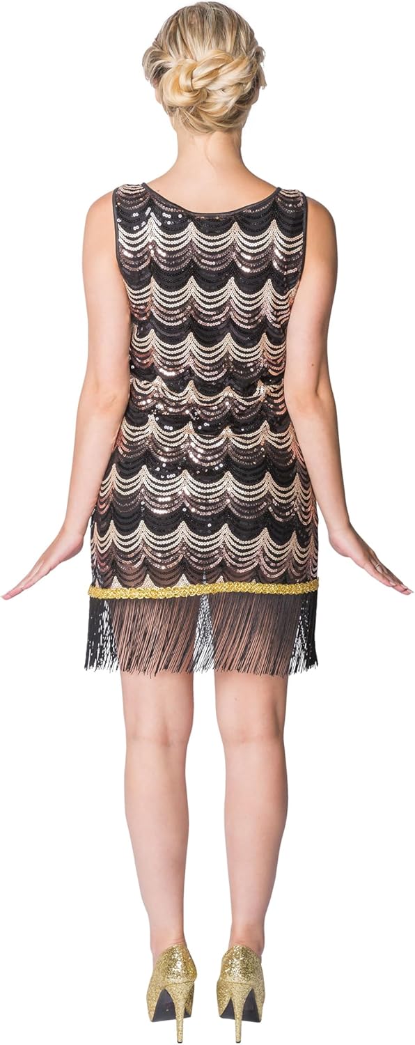 Deiters Kleid Charleston mit goldenen Ketten Gold/schwarz 36-38