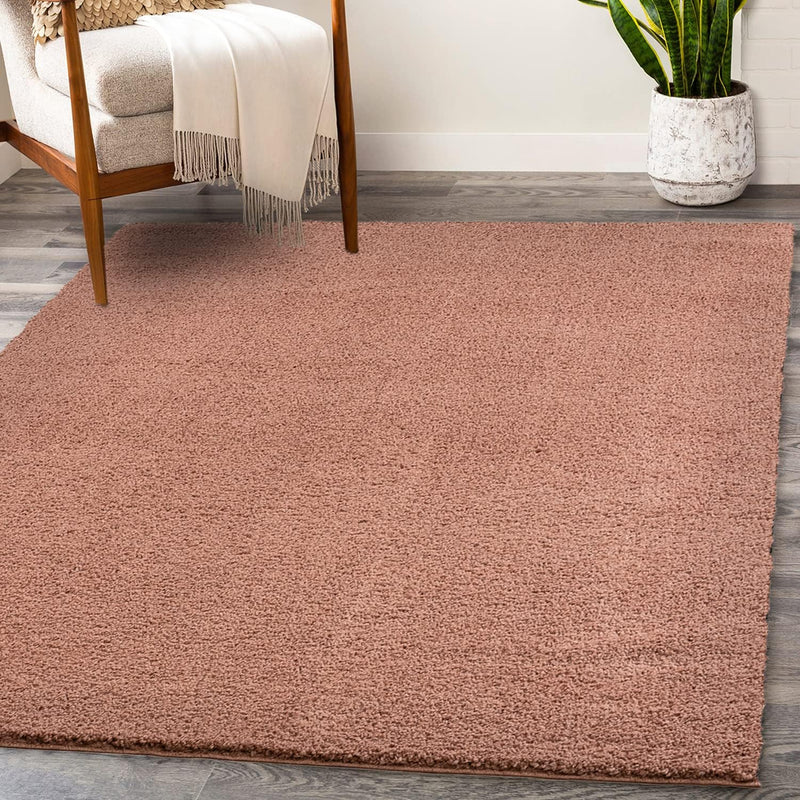 payé Teppich Hochflor Wohnzimmer - Pink - 160x225cm - Shaggy Einfarbig Soft Weich Schlafzimmer Kinde