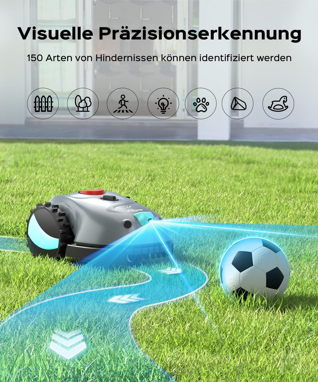 V100 Mähroboter ohne Begrenzungskabel, mit Vision Navigation, Spiralschnitt, 150 Hinderniserkennung,